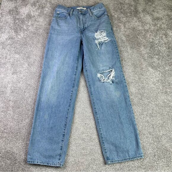 Levi's 94's Baggy Jeans Women’s 25 Blue Straight Leg High Rise Light Denim - Picture 1 of 14